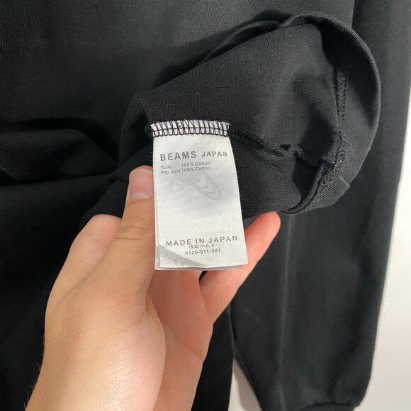 BEAMS JAPAN Loose Stretch Long Sleeve T-shirt Black men's size M - Picture 4 of 7